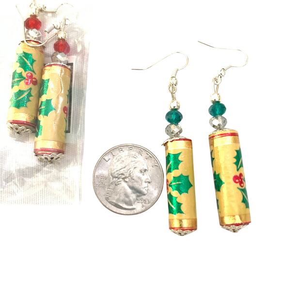 Christmas Jewelry Bundle 9 Earrings Bracelet Scarf Dangle Angel Santa Snow Man - Picture 13 of 16